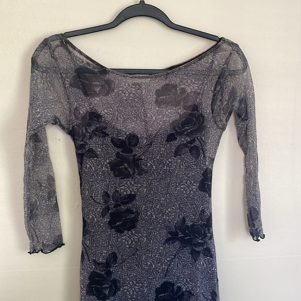 Bebe Black Floral Midi Dress - Picture 2 of 7